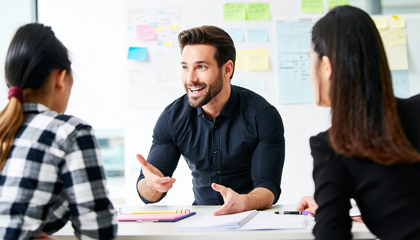 Emprendedor delegando tareas a su equipo